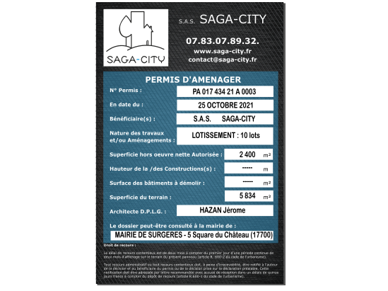 Terrains à bâtir viabilisés libre de constructeur à vendre à Surgères Saga-City